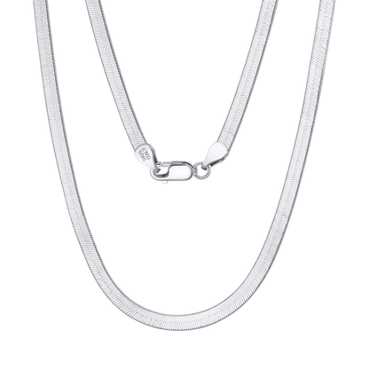 925 Sterling Silver Elegant  Herringbone Chain Necklace with Secure Lobster Clasp