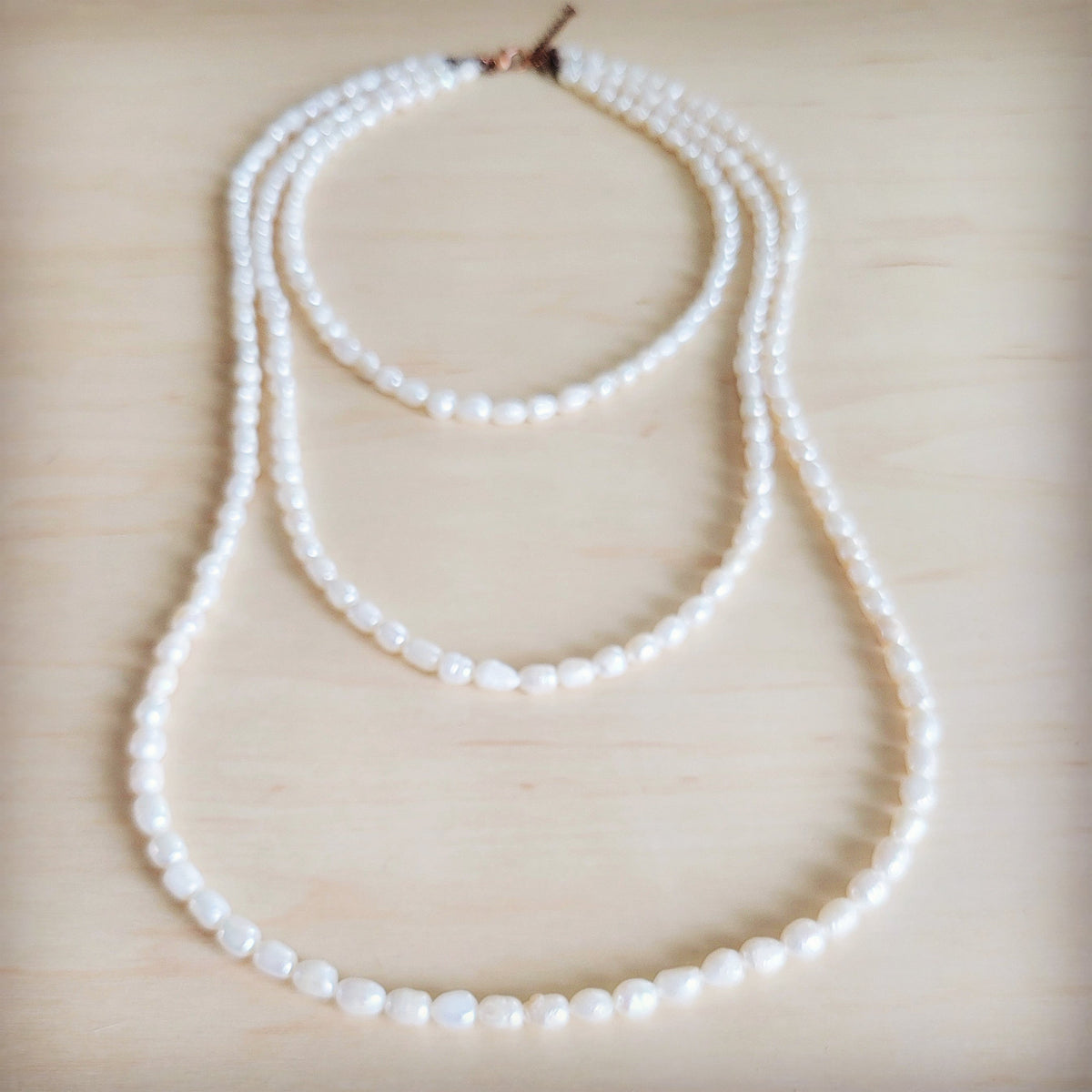 Genuine Freshwater Pearl Triple Strand Layered Boho Necklace 263r