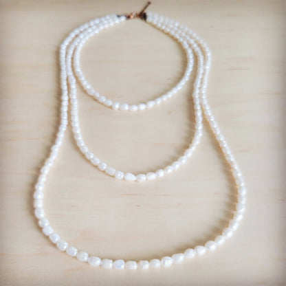 Genuine Freshwater Pearl Triple Strand Layered Boho Necklace 263r