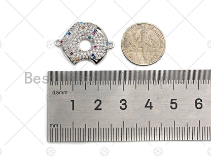 CZ Micro Pave Donut Ring Connector Beads, Donut Bite Ring Connector Charms, 18x24mm, sku#Y298