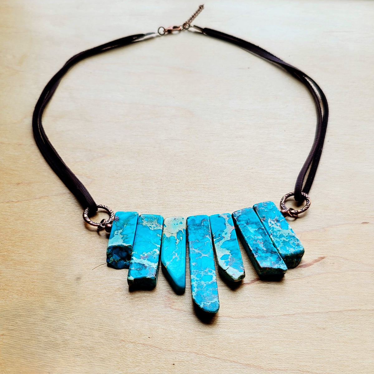 Regalite Slab Necklace with Leather Closure 252j