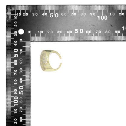 Gold Clear CZ Oval Statement Adjustable Ring, Sku#Y955