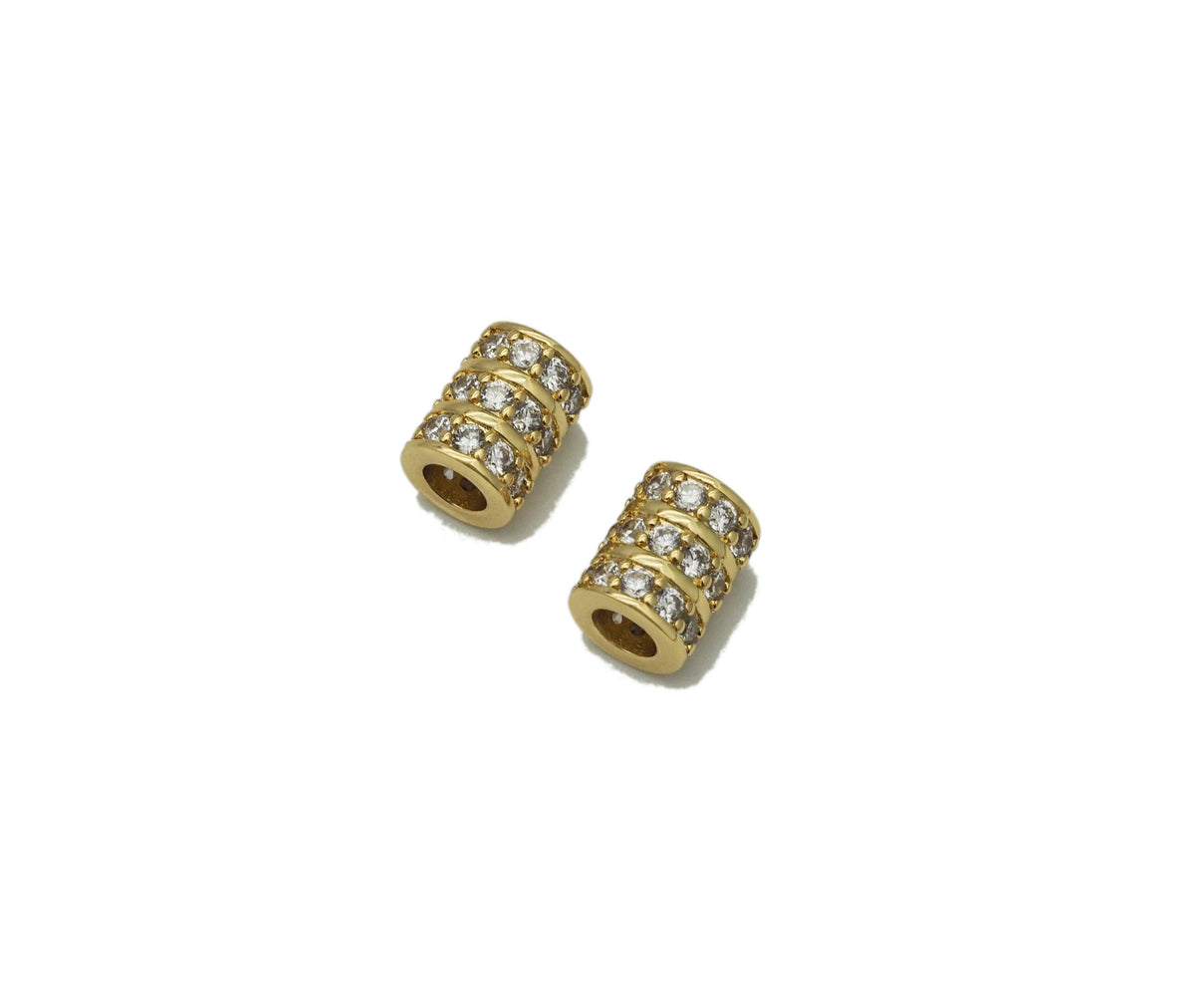 Gold  CZ Tube Spacer Beads, Sku#Y716
