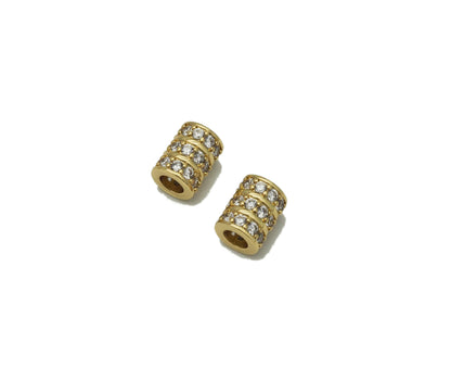 Gold  CZ Tube Spacer Beads, Sku#Y716