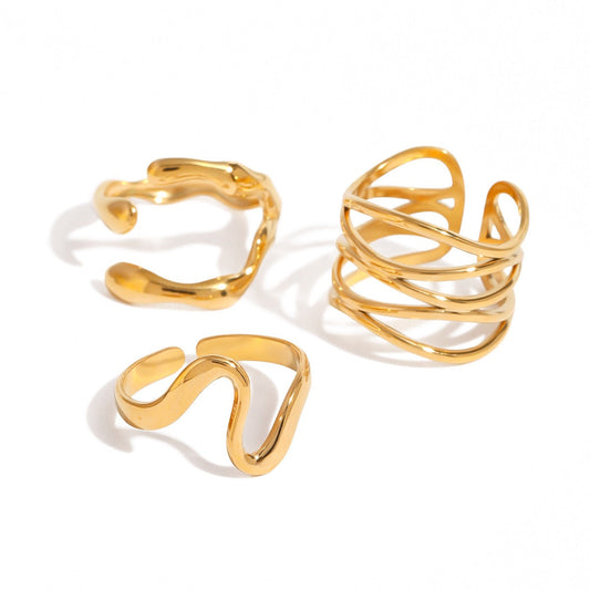18K Gold Titanium Steel Open Ring
