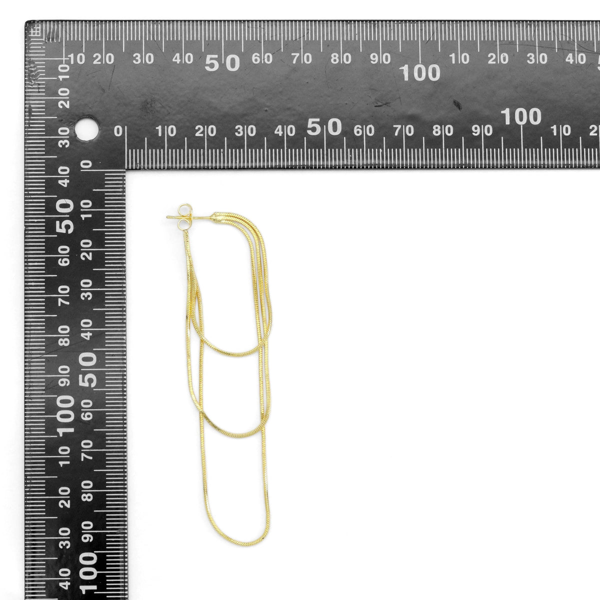 Thin box chain Long dangle Earrings, Sku#Y915