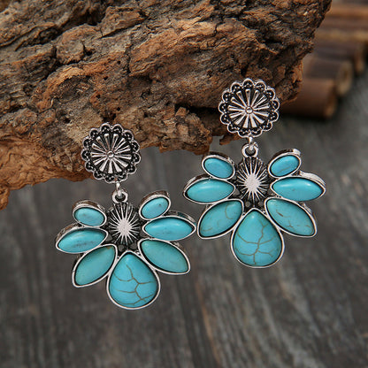 Turquoise Flower Earrings Bumpkin Ranchwear