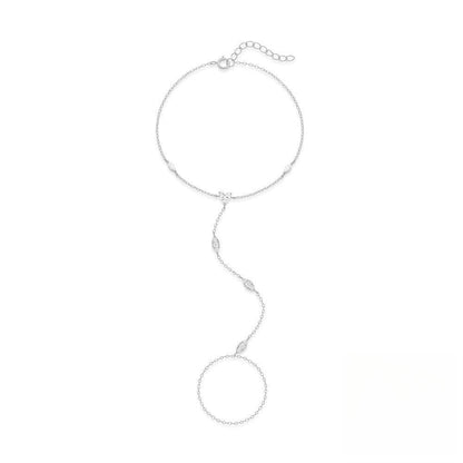 s925 sterling silver horse eye diamond bracelet ring chain finger chain