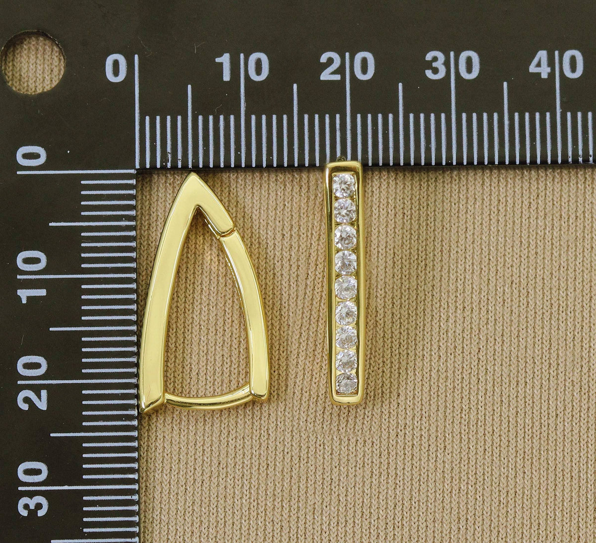 CZ Micro Pave Thin Triangle Shape Earring, Sku#Y624