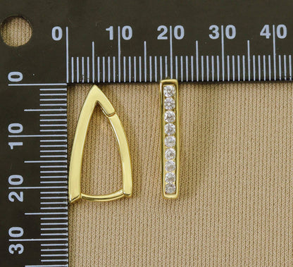 CZ Micro Pave Thin Triangle Shape Earring, Sku#Y624