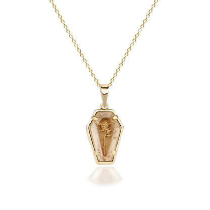 Halloween Ghost Festival Dark Gothic Rose Coffin Necklace