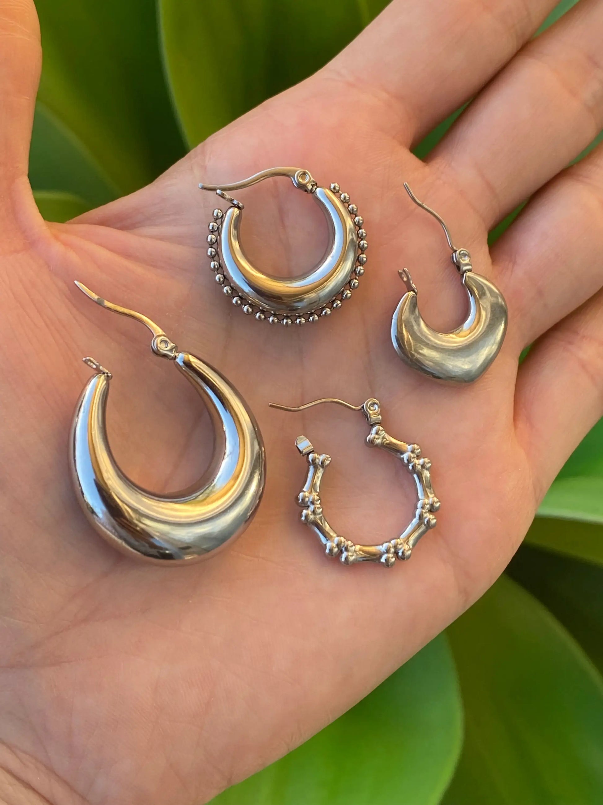 RIVETED MOON HOOPS Bellaforma Jewelry