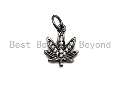 CZ Micro Pave Maple Leaf Shape Pendant,Cubic Zirconia Charm/Pendant, Gold/Silver/Rose Gold Tone,10x13mm,sku#Y231