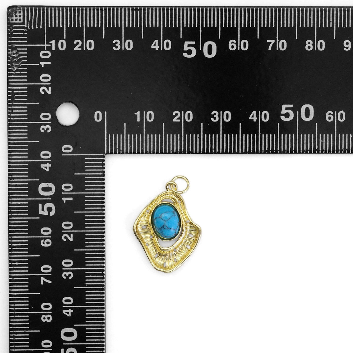 Gold Turquoise Malachite Stone Charm, Sku#Y798