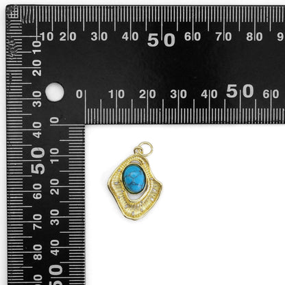 Gold Turquoise Malachite Stone Charm, Sku#Y798