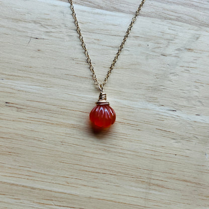 14k gold filled CARNELIAN SEA SHELL NECKLACE