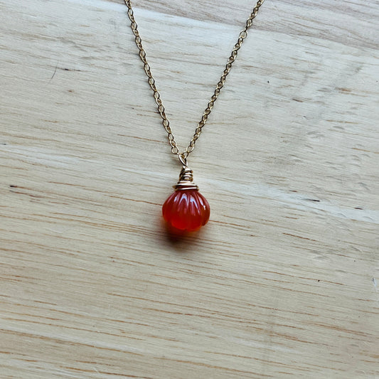 14k gold filled CARNELIAN SEA SHELL NECKLACE