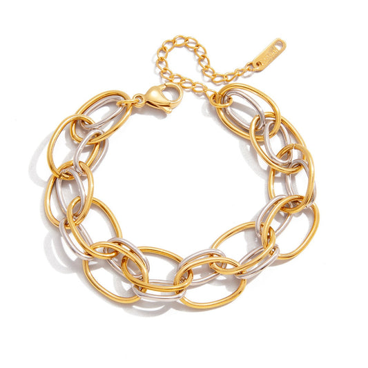 18K Gold-plated, Lightweight, And Luxurious Two-tone Titanium Steel Bracelet