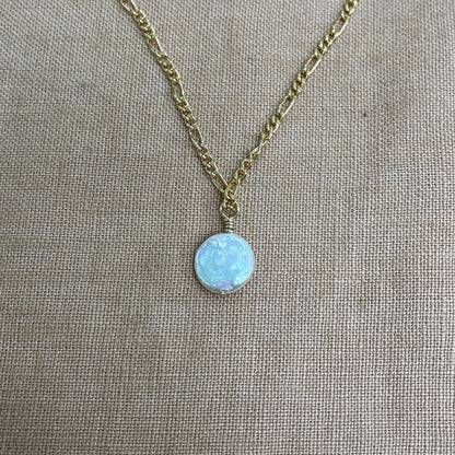 Sterling silver FIGARO COIN PEARL NECKLACE