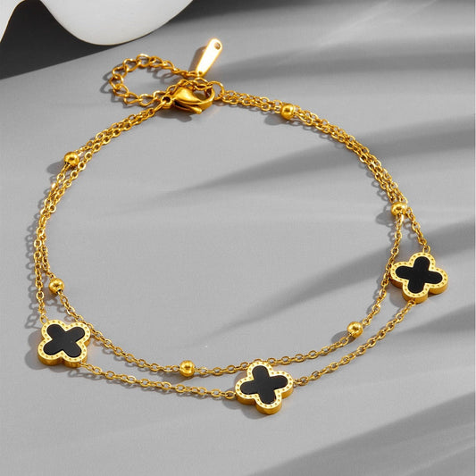 18K Gold Light Luxury Exquisite Four-leaf Clover Bracelet