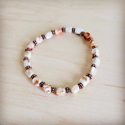 Genuine Regalite and Copper Stretch Beaded Bracelet Sandstone 812g