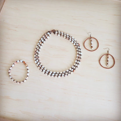 Western Copper Hoop Earrings w/ Sandstone Regalite 100d