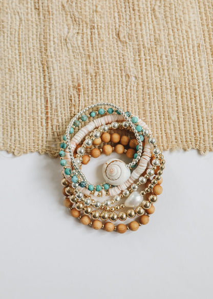 Sterling Silver + Sea Shell || Beaded Anklet or Bracelet