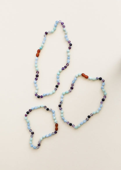Amazonite + Amethyst + Aquamarine || Gemstone Necklace