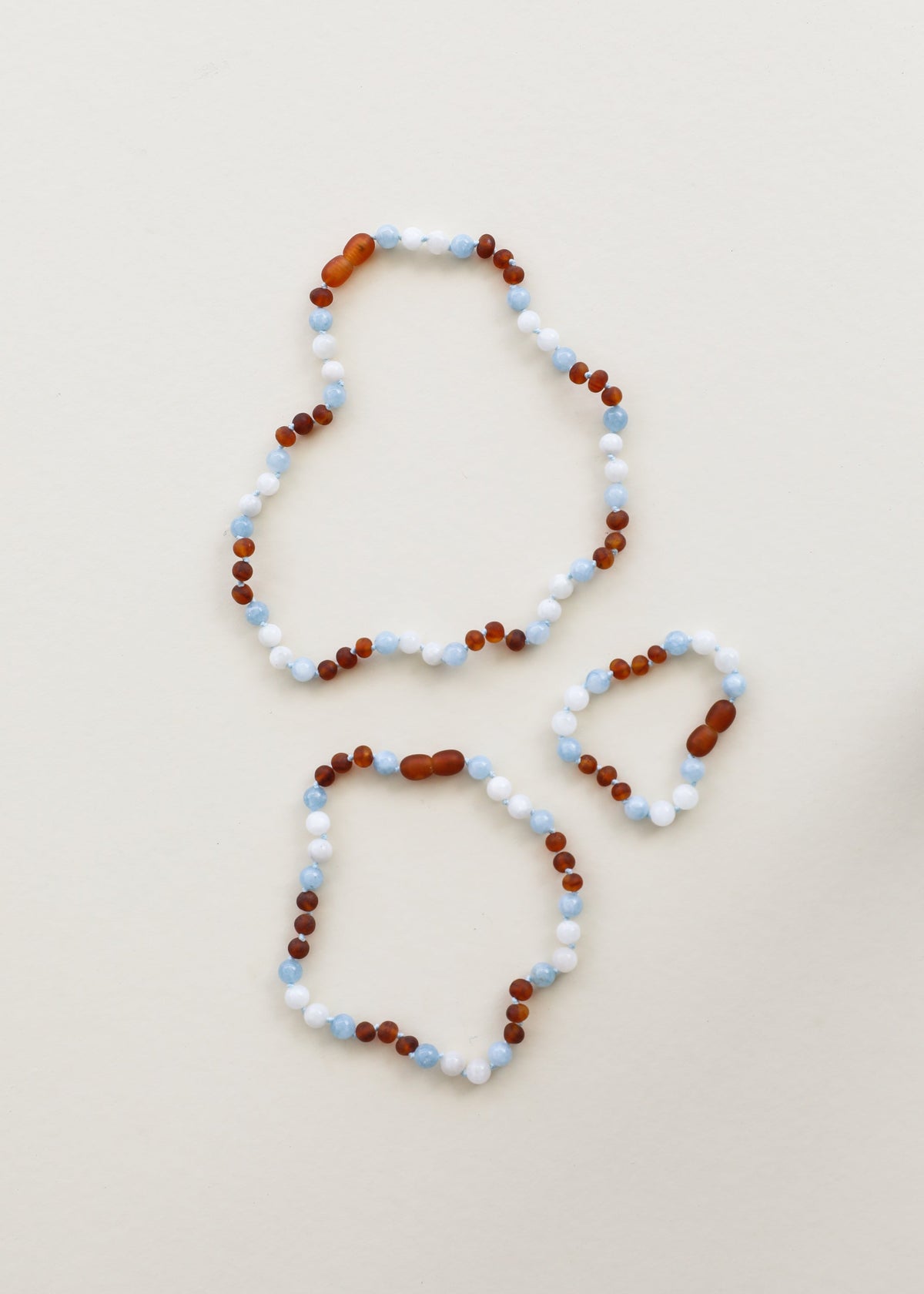Raw Cognac Amber + Moonstone + Aquamarine Gemstone || Anklet or Bracelet