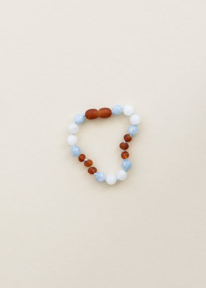 Raw Cognac Amber + Moonstone + Aquamarine Gemstone || Anklet or Bracelet