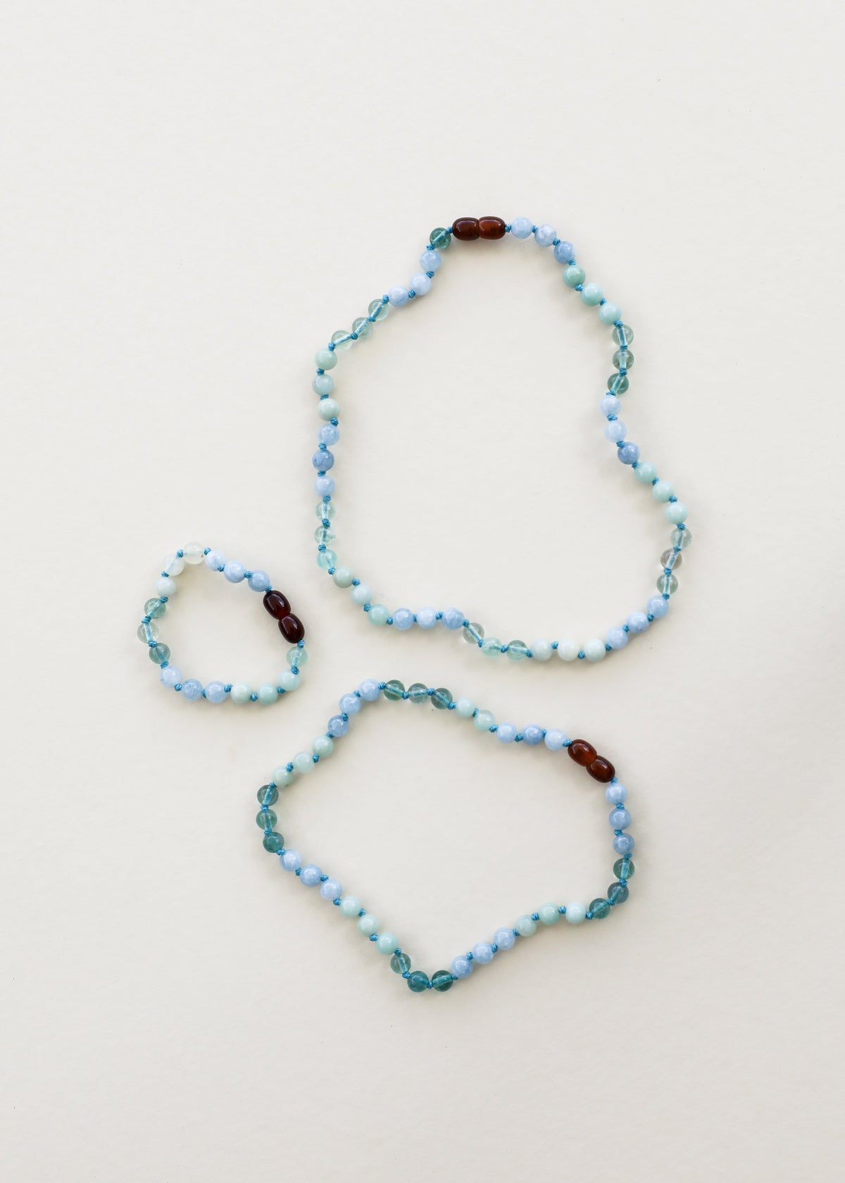 Amazonite + Aquamarine + Fluorite || Gemstone Anklet or Bracelet