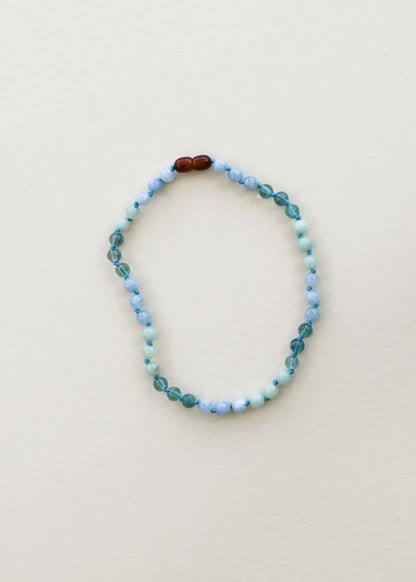 Amazonite + Aquamarine + Fluorite || Gemstone Necklace