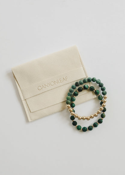 Turquoise Jasper :14k Gold Filled Sun + Moon || Adult Bracelets