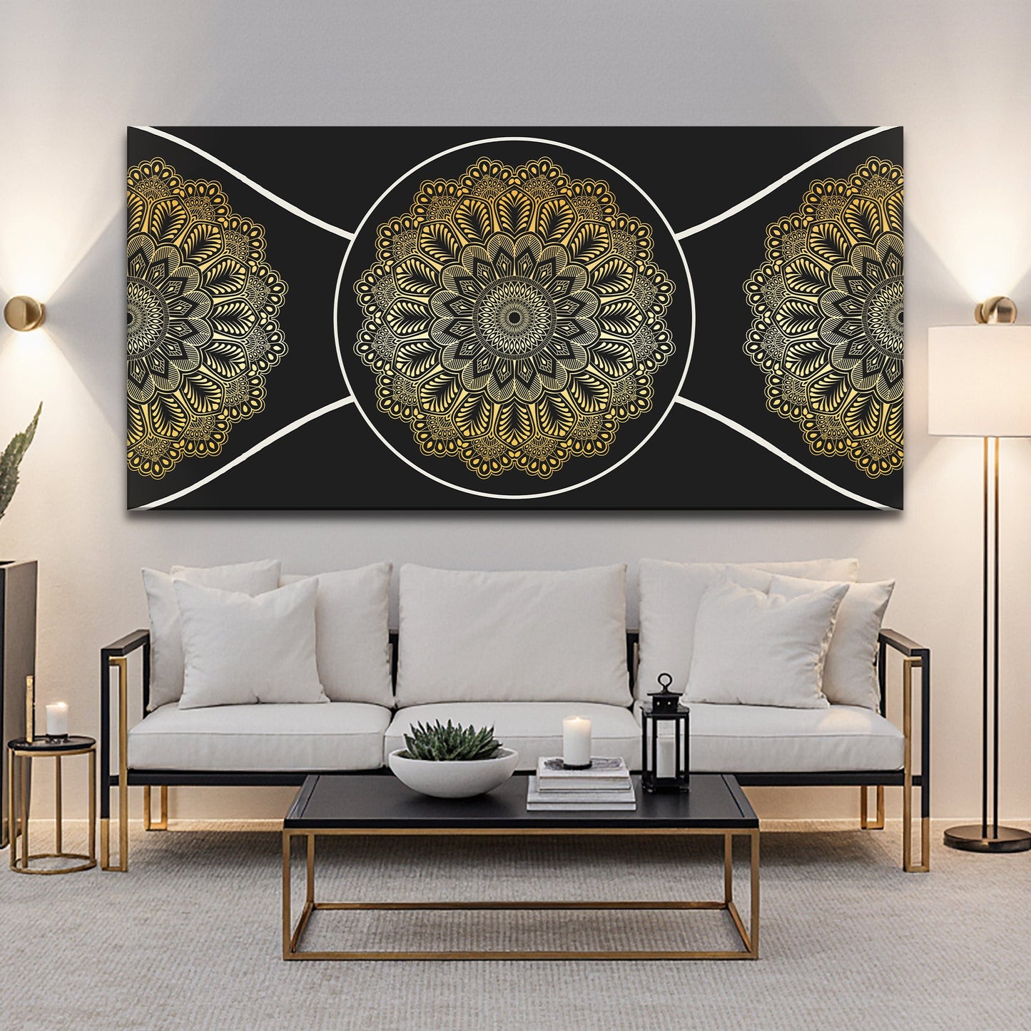 Gold Sacred Geometry Wall Art Tailored Canvases