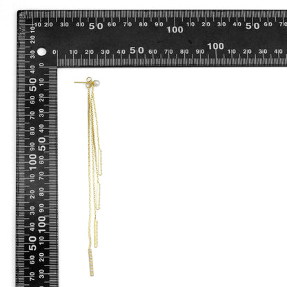 Pearl long Dangle Earrings, Sku#Y1042