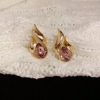 2026 Metal Teardrop Stud Earrings, European Retro Light Luxury Jewelry