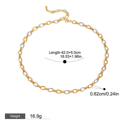 18K gold ring with gold and silver color matching design trendy personality necklace