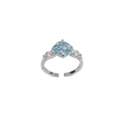 Fashionable All-Match Rose Ice-Flower Cut Cubic Zirconia Open Ring