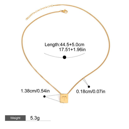 18K gold square necklace with twelve zodiac elements design, classic and fashionable