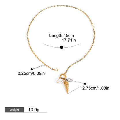 18K Gold Conch Shaped Fashion Necklace