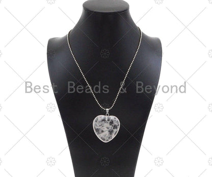 High Quality Natural Druzy Agate Heart Pendant, Clear Blue Necklace Agate Pendant, 40mm,Sku#YK14