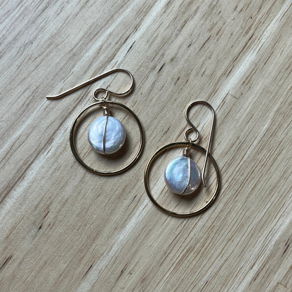 SEAGLOW COIN PEARL EARRINGS