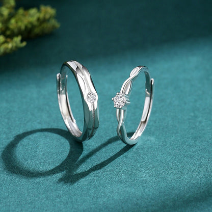 S925 sterling silver couple engagement ring