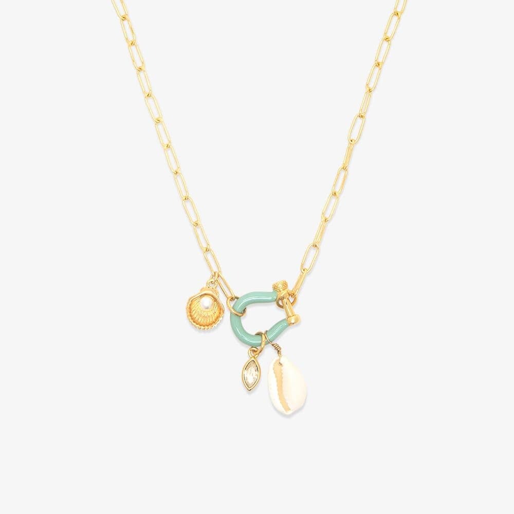 Horseshoe Shell Necklace Colorful Natural Stone Pendant Necklace Bracelet