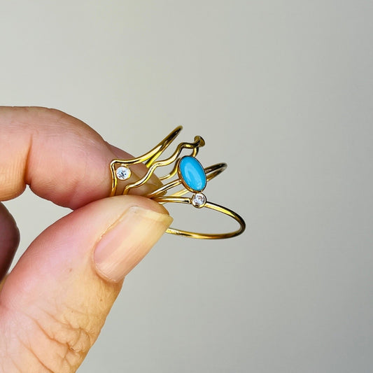 14K Gold Filled V DIAMOND SLEEPING BEAUTY TURQUOISE SET