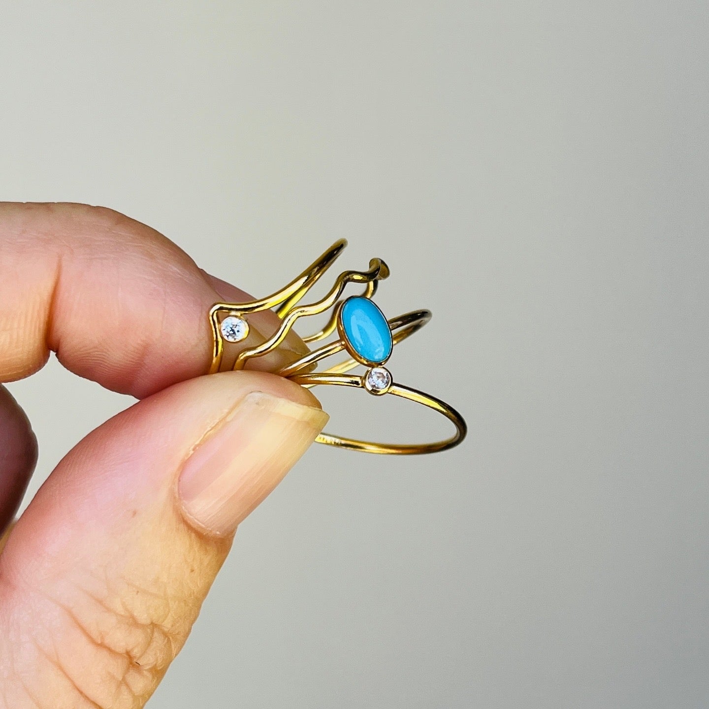 14k gold filled OVAL SLEEPING BEAUTY TURQUOISE GEMSTONE RING