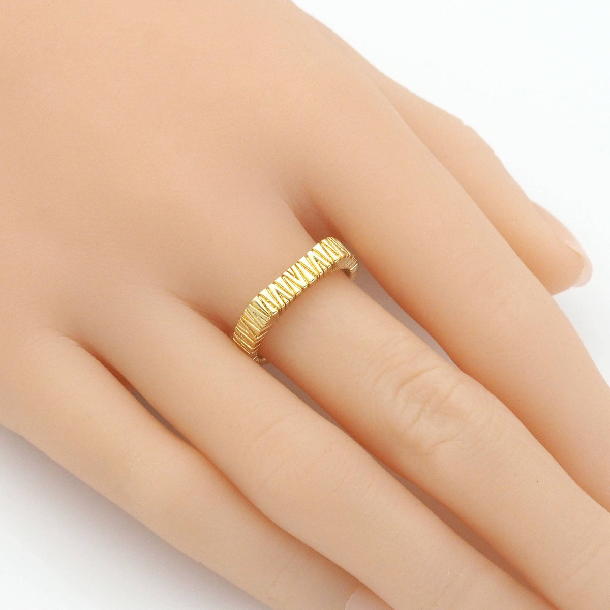 Gold  Textured Bar Adjustable Ring, Sku#Y814