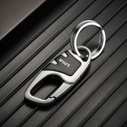 Double-ring keychain-black-carbon steel-9 * 3cm-1 piece