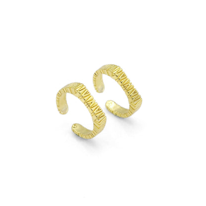 Gold  Textured Bar Adjustable Ring, Sku#Y814