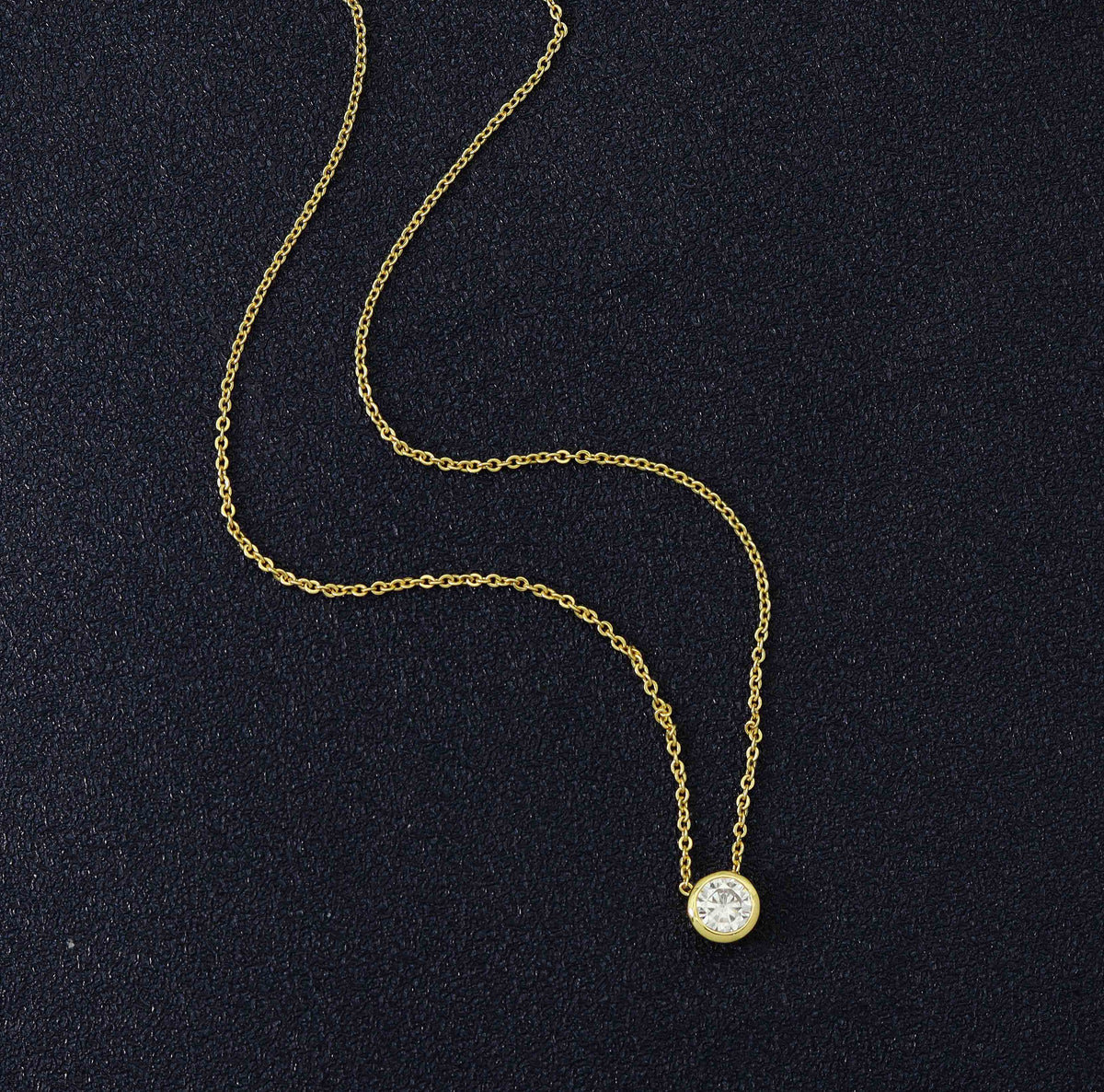 Dainty Bezel CZ Chain Necklace, Sku#Y735